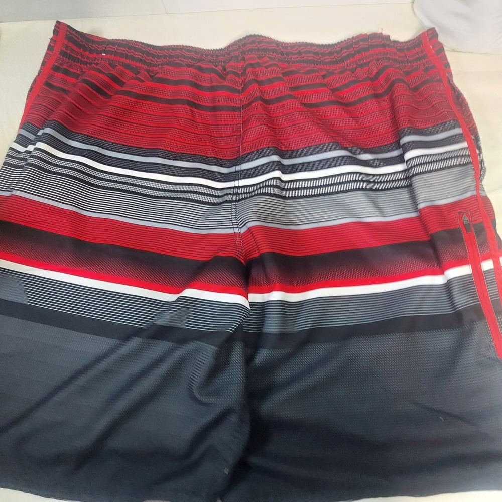 OP Ocean Pacific Mens Swim Trunks Shorts Red Black Stripe‎ Size 2XL 44 46